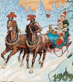 940. Jenny Nyström, Children in a sleigh.