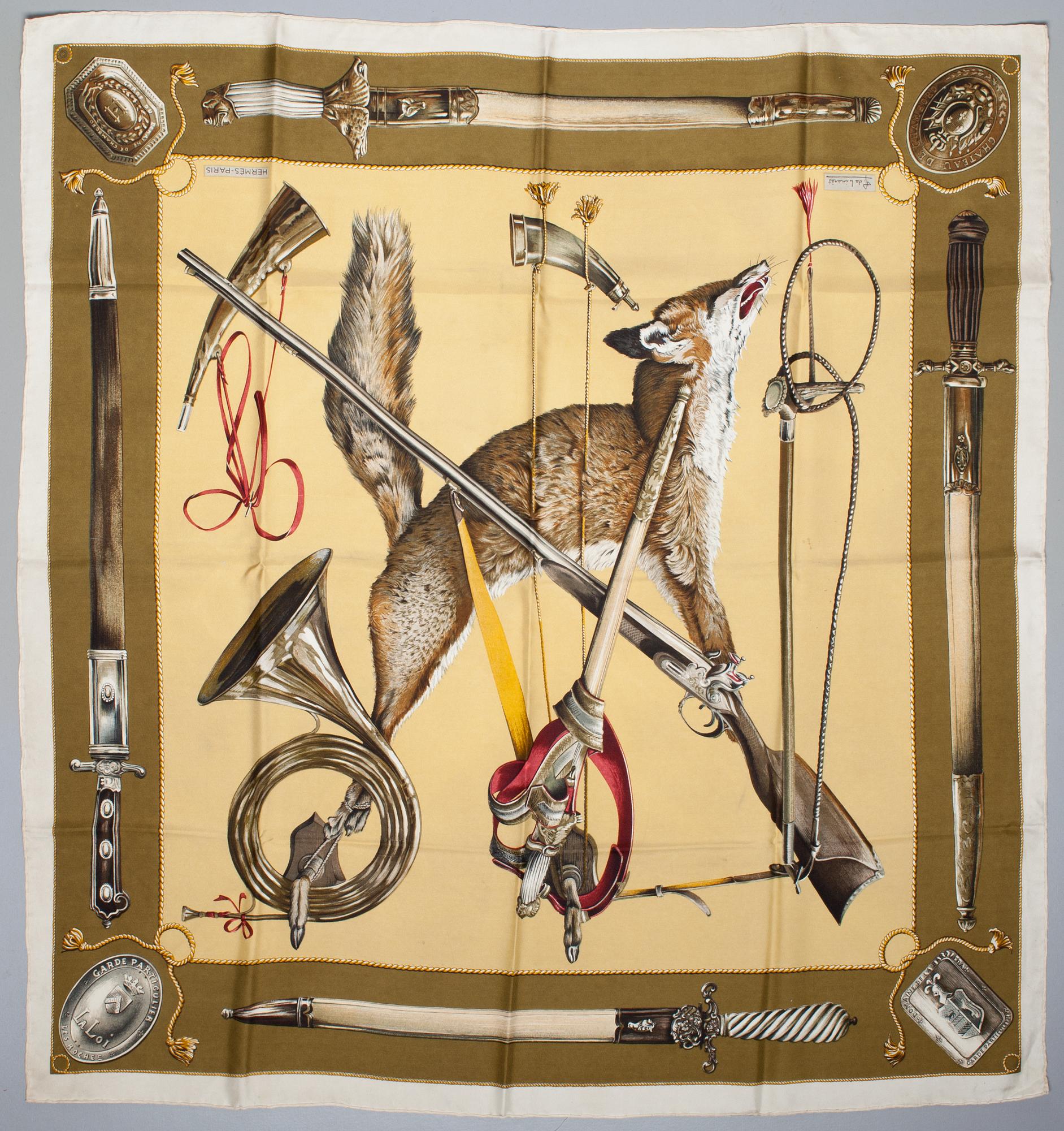 A Hermès silk scarf, "Chateu de Chambord".