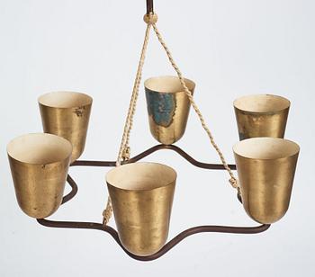 A Swedish Modern brass ceiling lamp, 1940's.