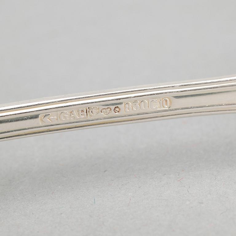 BESTICKSSERVIS, silver, 53 delar, "Olga", GAB, Stockholm, 1975. Vikt exklusive knivar:1570 gram.