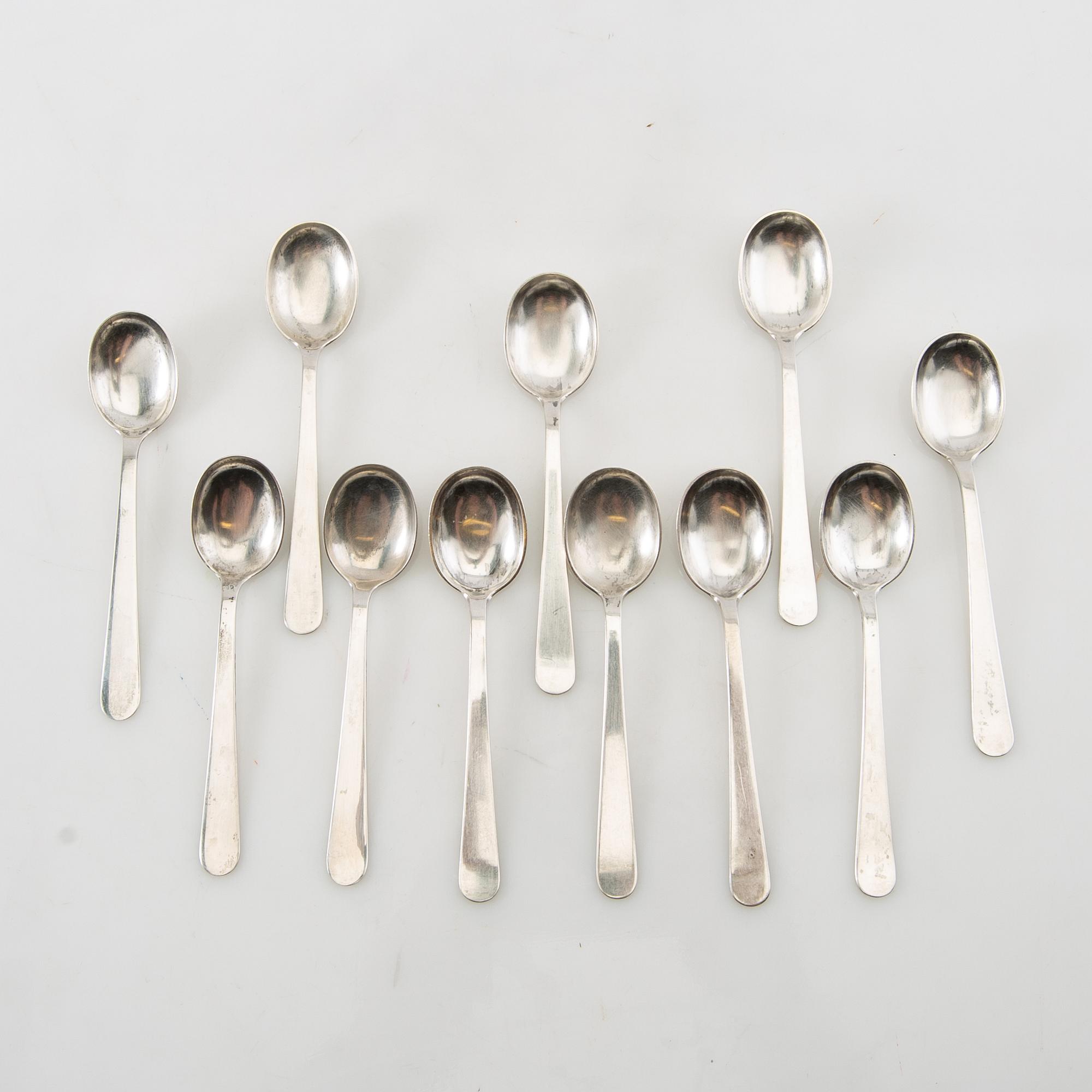 Wiwen Nilsson, teaspoons 11 pcs. silver Lund 1930s/40s.
