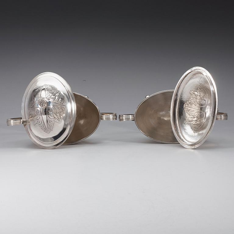 A pair of Swedish early 19th century silver sugar-urns, marks of Stephan Westerstråhle, Stockholm 1803.