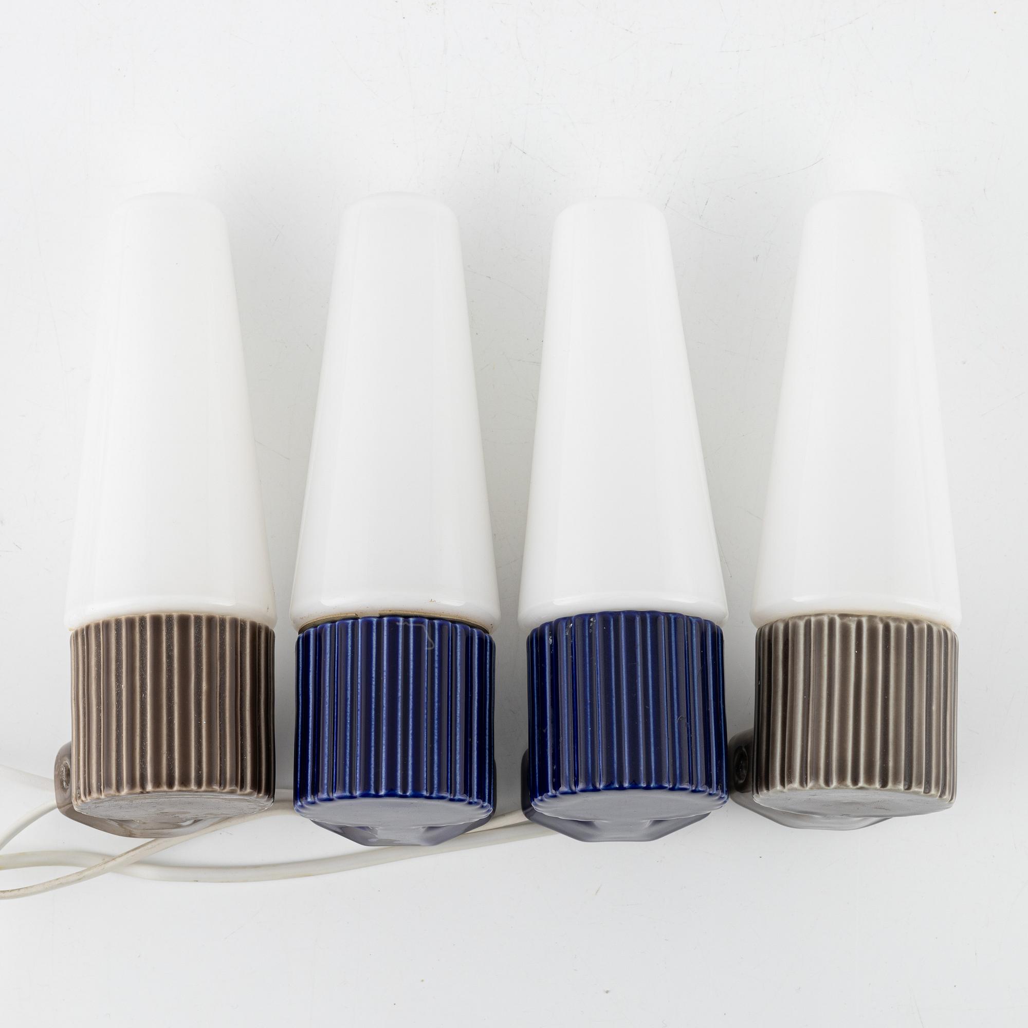 Hans-Agne Jakobsson, two pairs of wall lamps/bathrooms lamps, IFÖ, Sweden, 1960's.