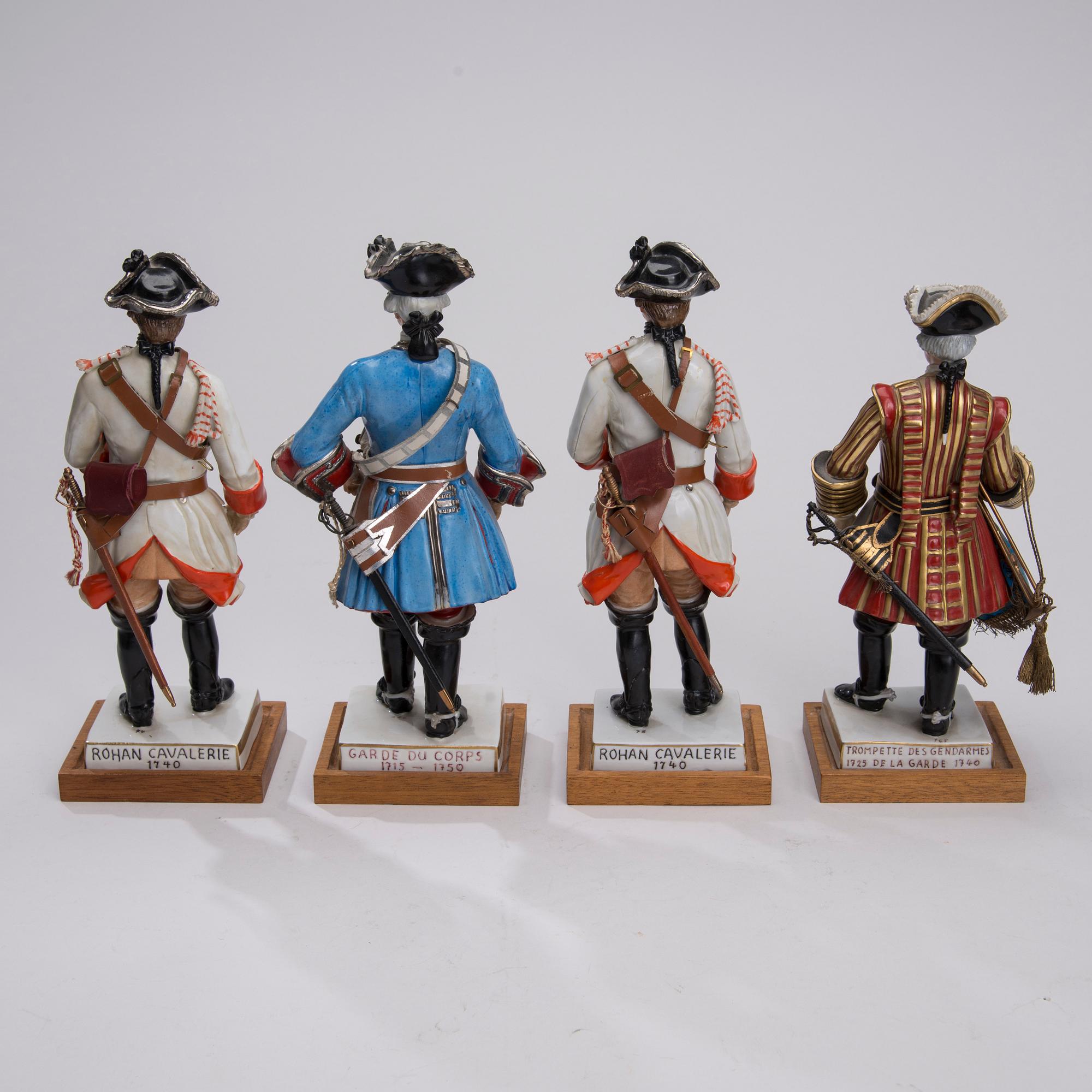 FIGURINER, 4 st, porslin, Les Collections Van Gerdinge, Frankrike, 1900-tal.