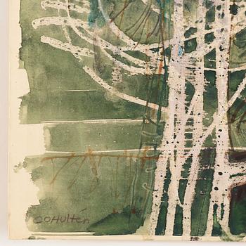 CO Hultén, mixed media on paper, signed and executed 1946.