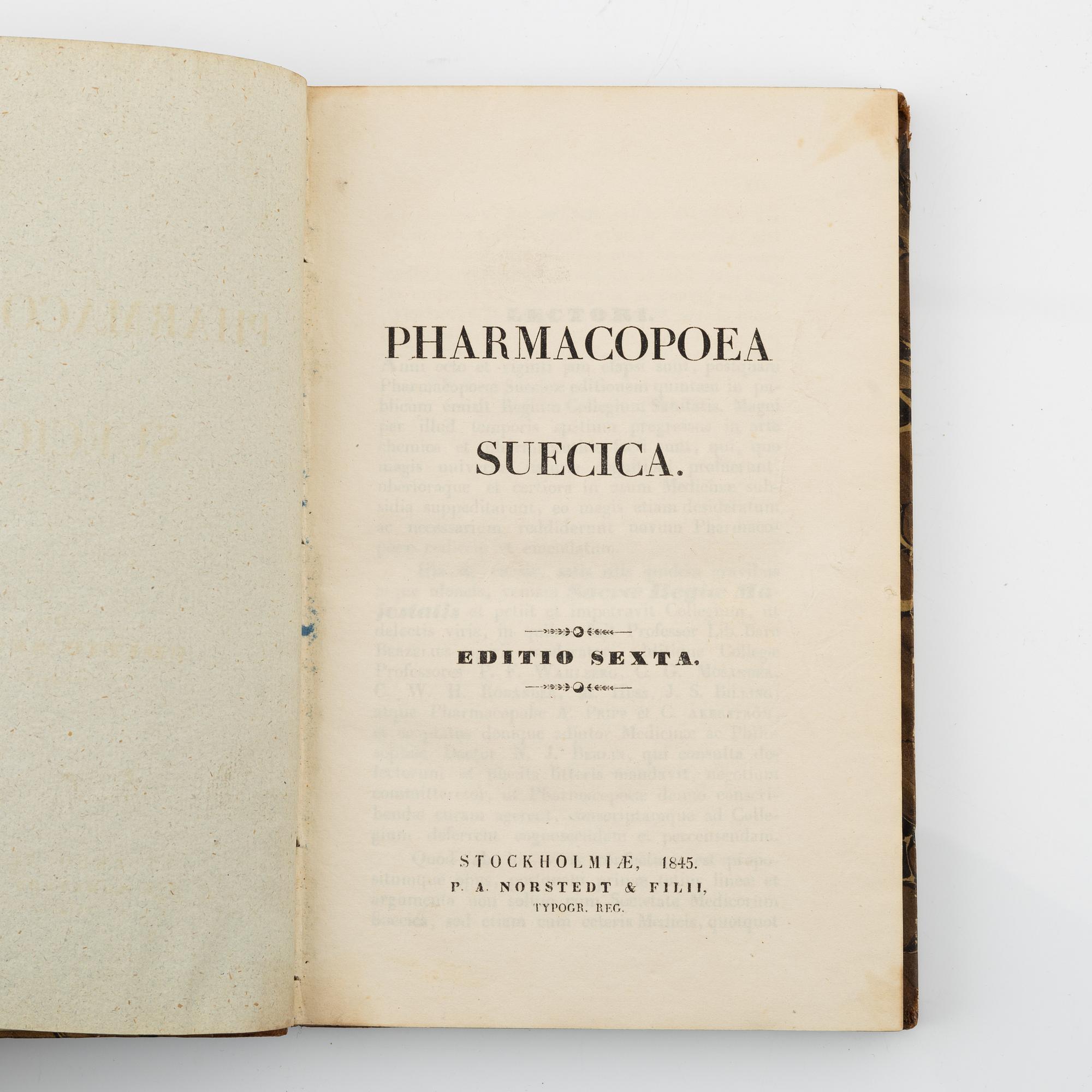 Four Swedish pharmacopoeiae of the 19th century.