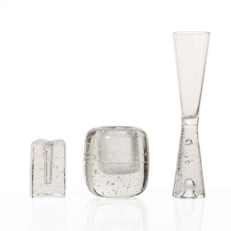 Timo Sarpaneva, Ljusstakar, 5 st, samt champagneglas, "Arkipelago", Iittala.