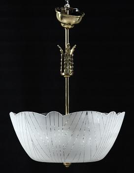 TAKLAMPA, Orrefors, omkring 1900-talets mitt, h 55.