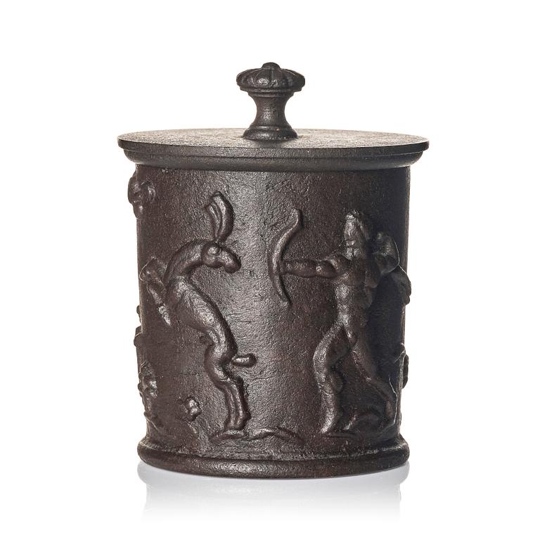 Carl Elmberg, a ”Tobaksburk N:r 1” tobacco jar with lid, Näfveqvarns bruk.