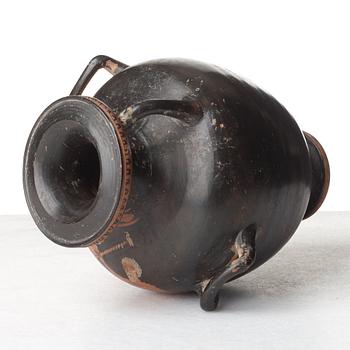 HYDRIA, lergods. Grekisk, Rödfigurig, troligen omkring 300-tal f. Kr.