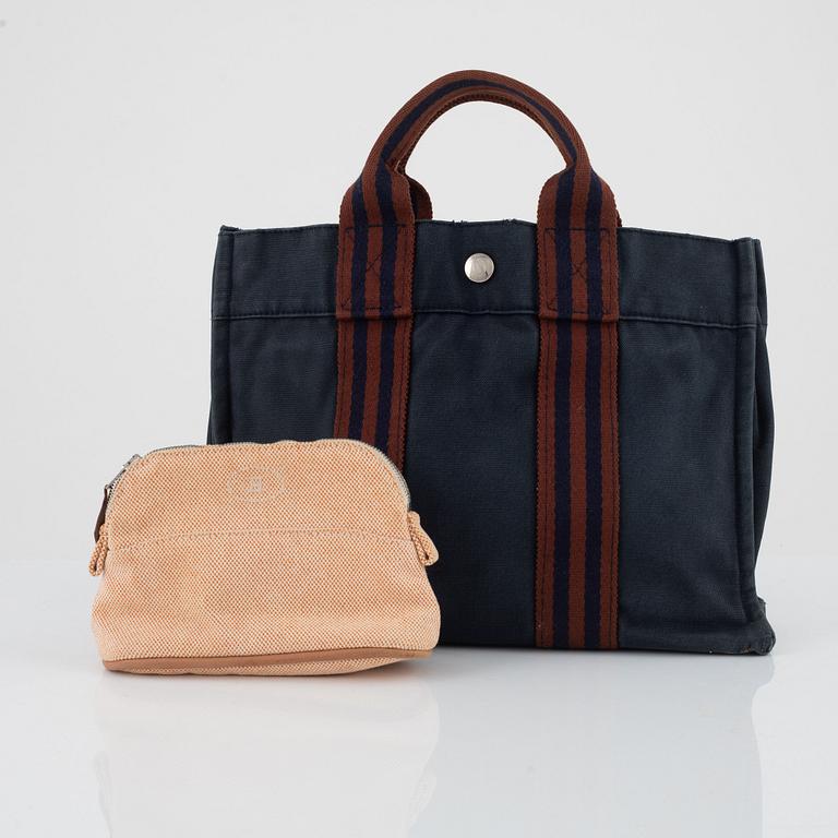 Hermès, "Fourre tout PM" bag and toiletry bag.