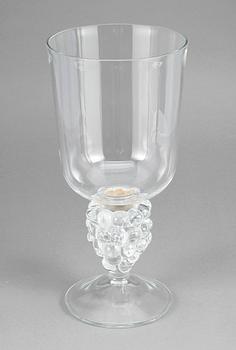 GLASOBJEKT/LJUSSTAKE, tvådelad, glas, Lalique, 1960-tal.