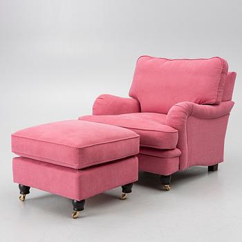 A 'Howard Lux/Avon' armchair with ottoman, Burhéns, 2025.