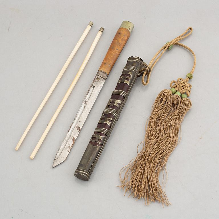 A travel cutlery set, Japan, early 20th century.