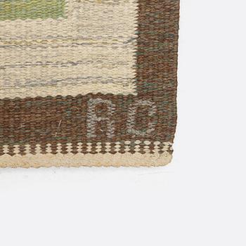 Rakel Carlander, a carpet, flat weave, c. 209 x 139 cm, signed RC.