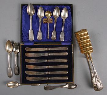 PARTI BESTICK, 16 st, silver, bl.a Ryssland. 1800/1900-tal.
