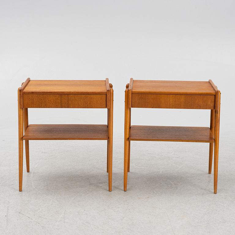 Bedside tables, a pair, teak, 1950s/60s.