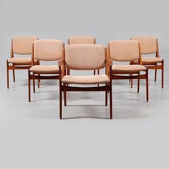 STOLAR, 5 st, samt KARMSTOL, "Ellen", Anton Borg och Arne Vodder, VAMO, Danmark, 1960-tal.