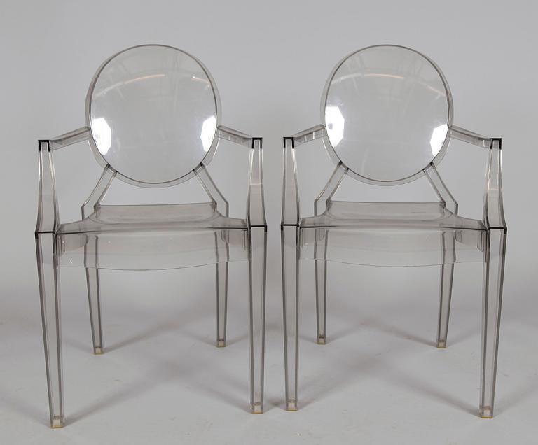 KARMSTOLAR, 1 par, "Louis Ghost", Philippe Starck för Kartell.