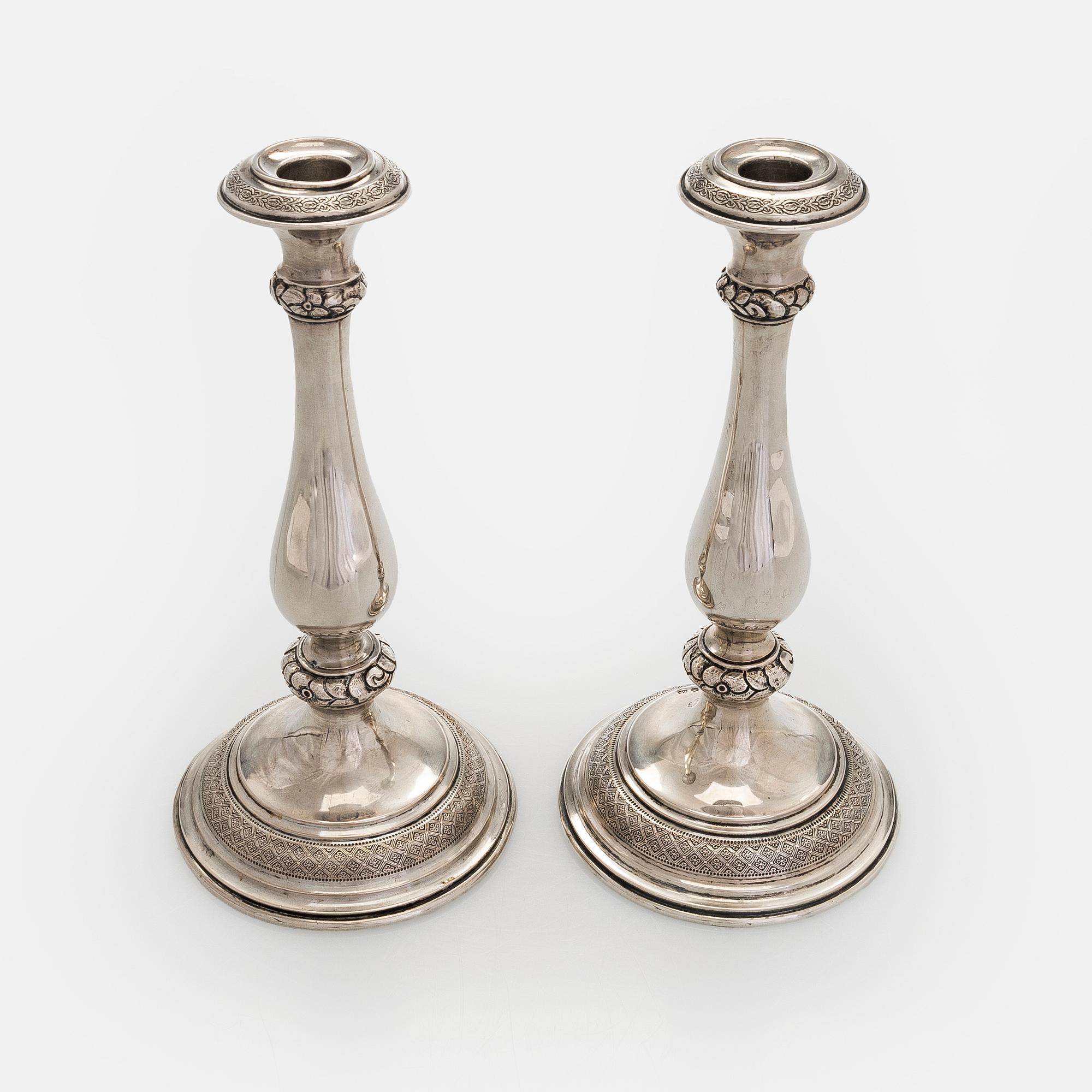 A pair of silver candlesticks, Austro-Hungarian Empire, 1867 - 1872.