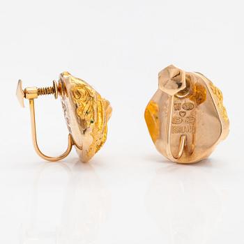 Björn Weckström, A pair of 14K gold earrings Yellow rose". Lapponia 1970.