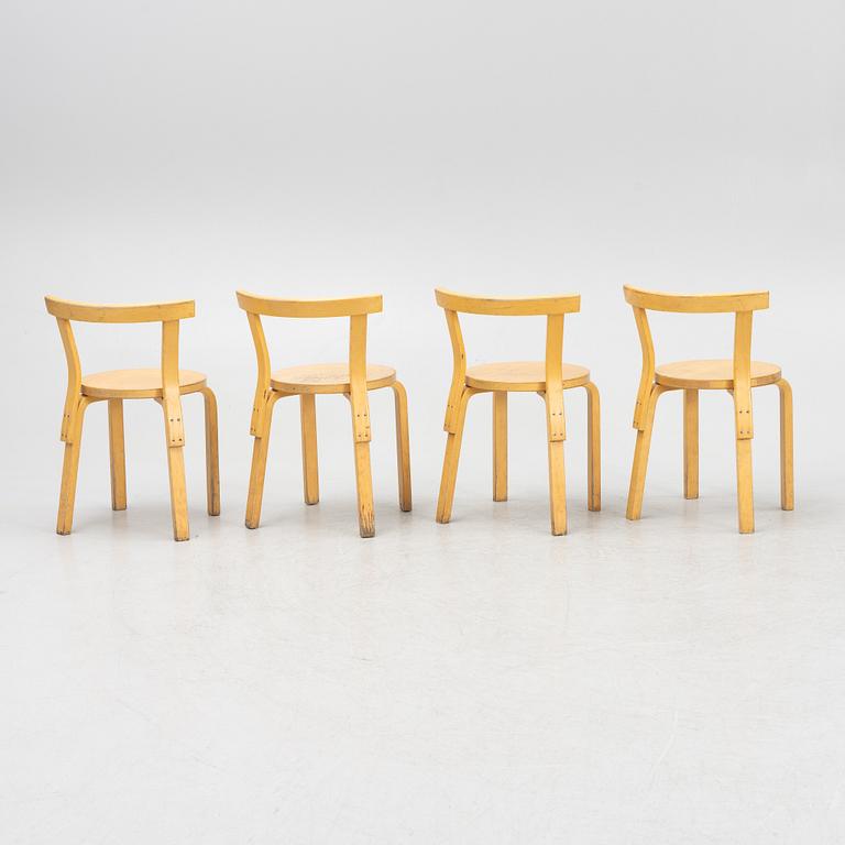 Alvar Aalto, stolar, 4 st, modell 69, Artek, Finland, 1900-talets andra hälft.