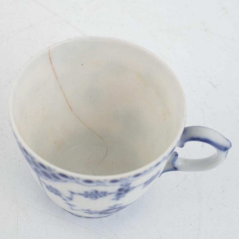 Mocha coffee service, 30 pieces, porcelain, "Musselmalet", full lace and half lace, Royal Copenhagen, Denmark.