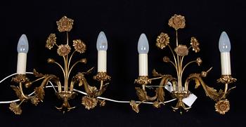 VÄGGAPPLIQUER, ett par, metall.