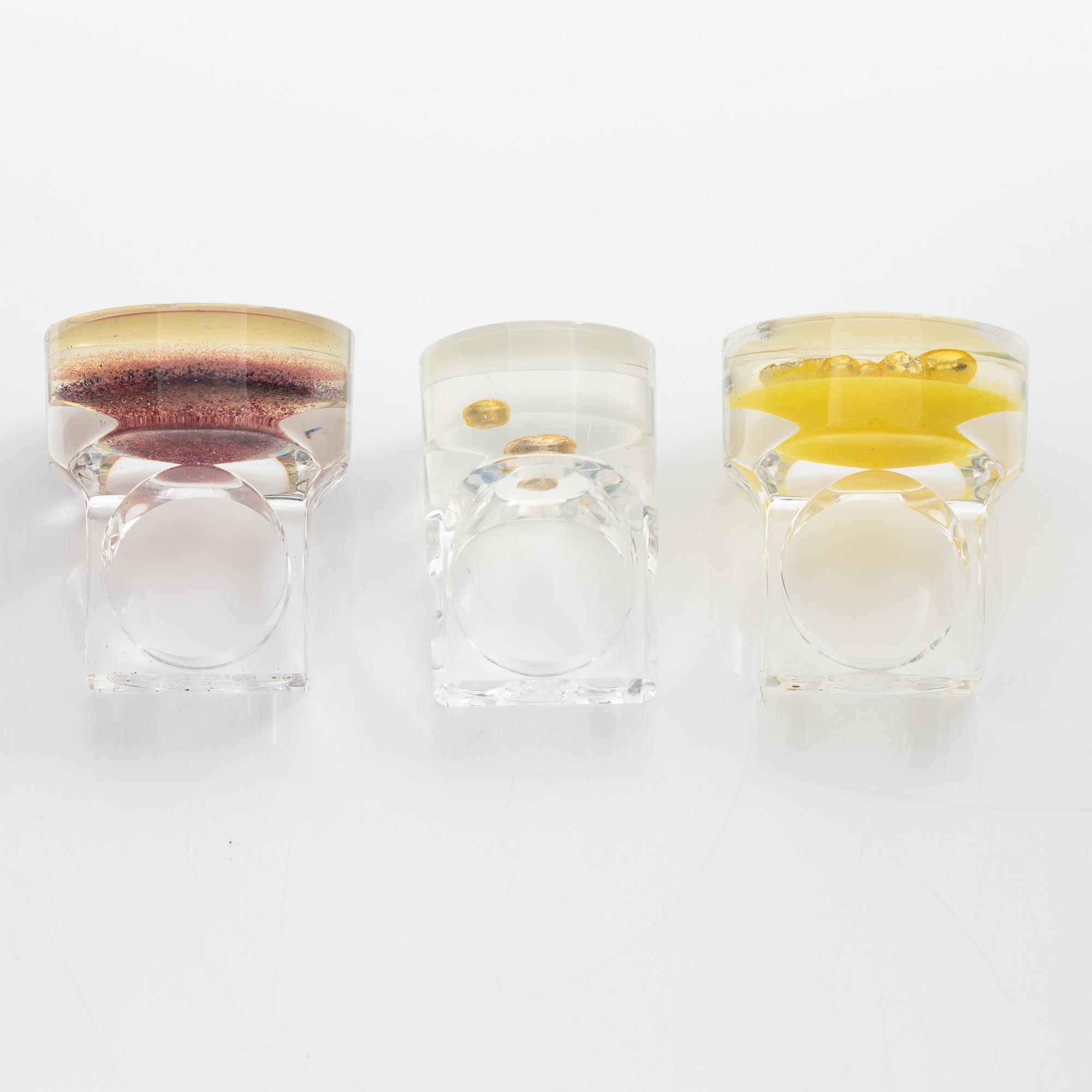 Siv Lagerström, nine cufflinks acrylic plastic, 1970s.