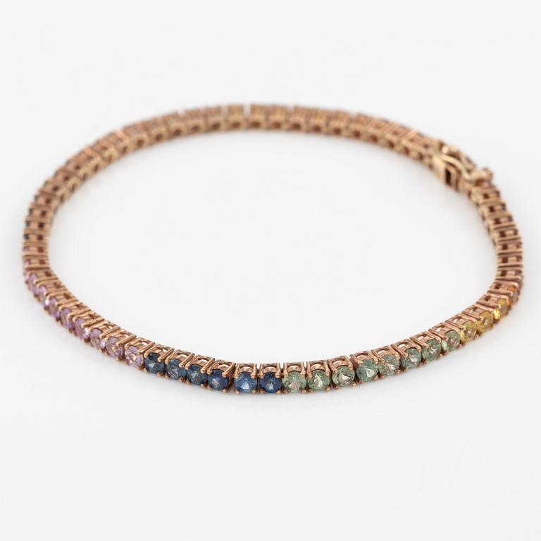 Bracelet, 18K rose gold with multi-coloured sapphires.