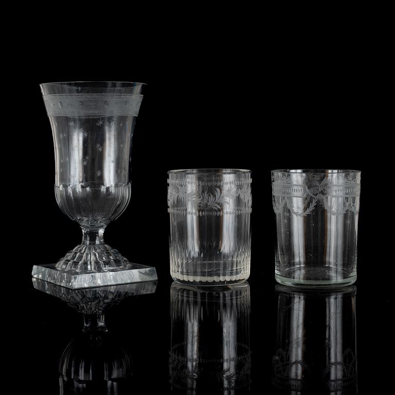 Glas, 14 st, sengustavianska, tidigt 1800-tal.