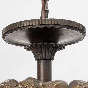 An Art Nouveau Bronze Ceiling Light, early 20th century.