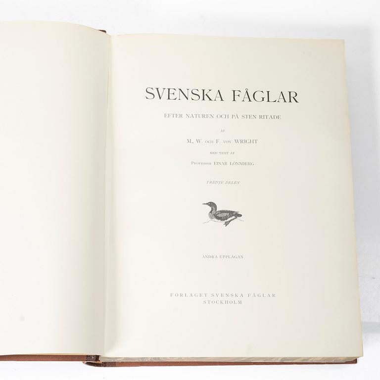 The von Wright brothers, book set, 3 volumes, “Svenska fåglar”, A. Börtzells tryckeri AB, Ivar Baarsen, Stockholm, 1927–1929.