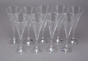 CHAMPAGNEGLAS, 9 st, "Helena", Gunnar Cyrén, Orrefors.