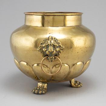 A 19th century brass flower pot.