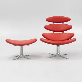 Poul Volther, fåtölj med fotpall, "Corona EJ 5", Erik Jørgensen, Danmark.