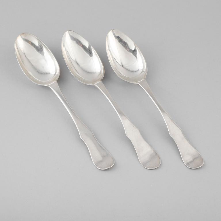 MATSKEDAR, 3 st, silver, Hans Jacob Vogt, Kristianstad 1798/99. Vikt ca 148 gram.