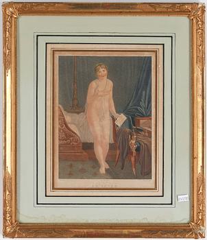 OKÄND KONSTNÄR, färggravyr, sannolikt Frankrike, 1800-talets första hälft.