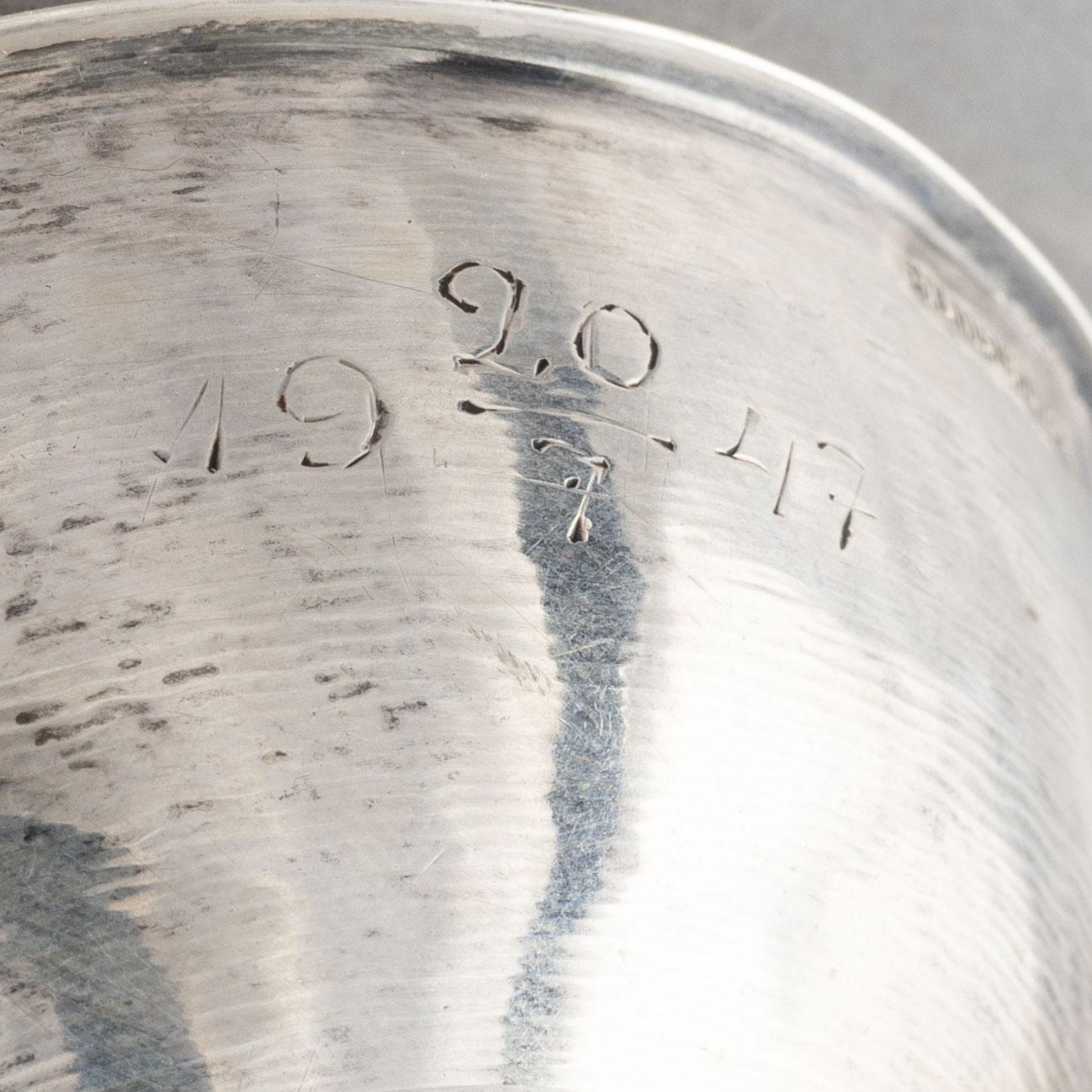 Two silver vases and a punch cup, one by W.A. Bolin, Stockholm 1929.