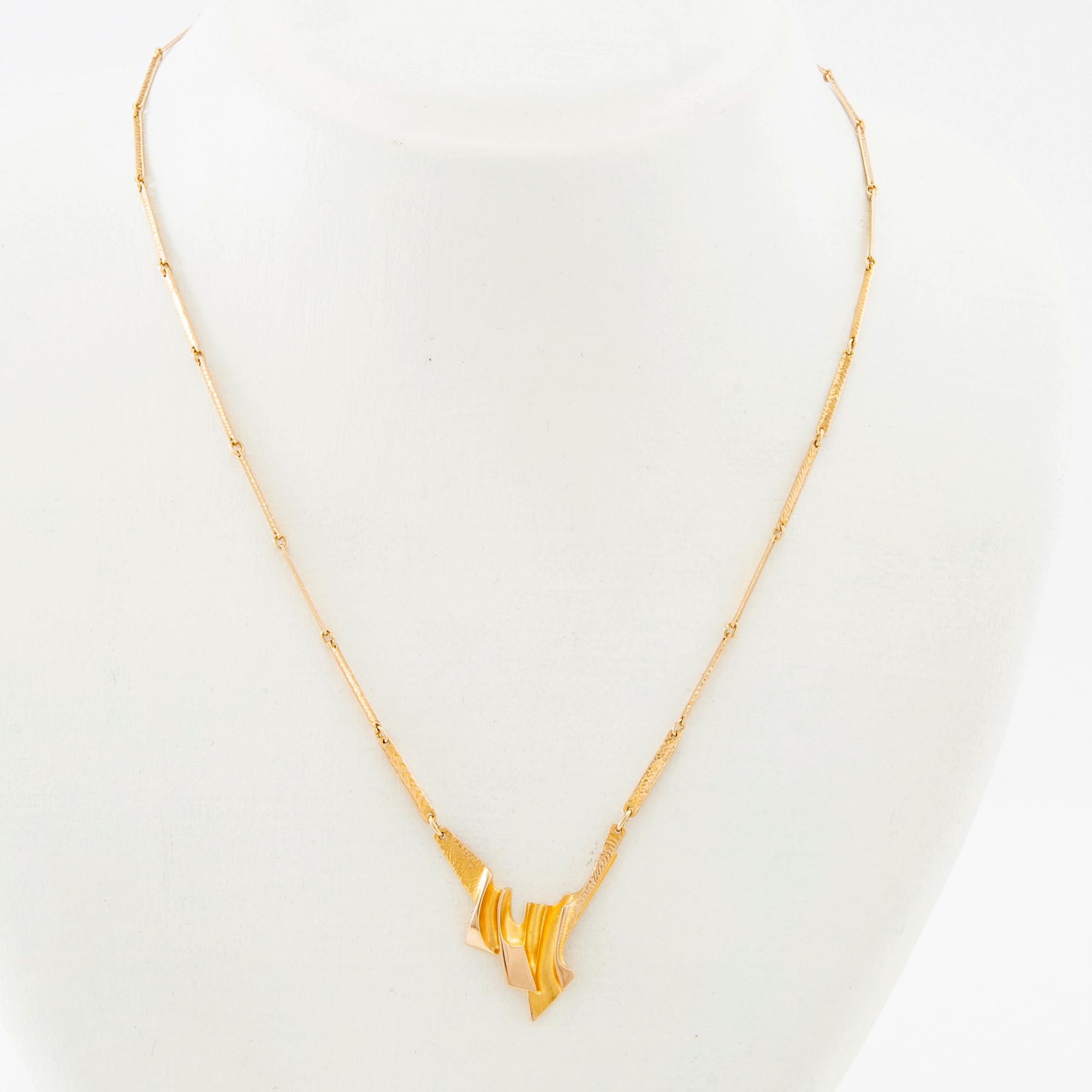 Zoltan Popovits, Necklace "Valeriana" 14K gold, Lapponia Finland 1993.