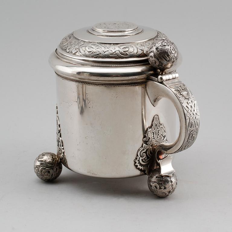 STOP samt BÄGARE, 6 st, silver, 1894/1895. Vikt ca 1244 gram.