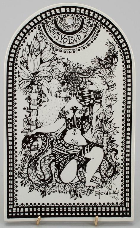 ROSENTHAL, SEINÄLAATTOJA, 4 kpl, keramiikkaa, sign. Björn Winblad, Rosenthal, Studio-Linie, Saksa 1900-luvun loppupuoli.