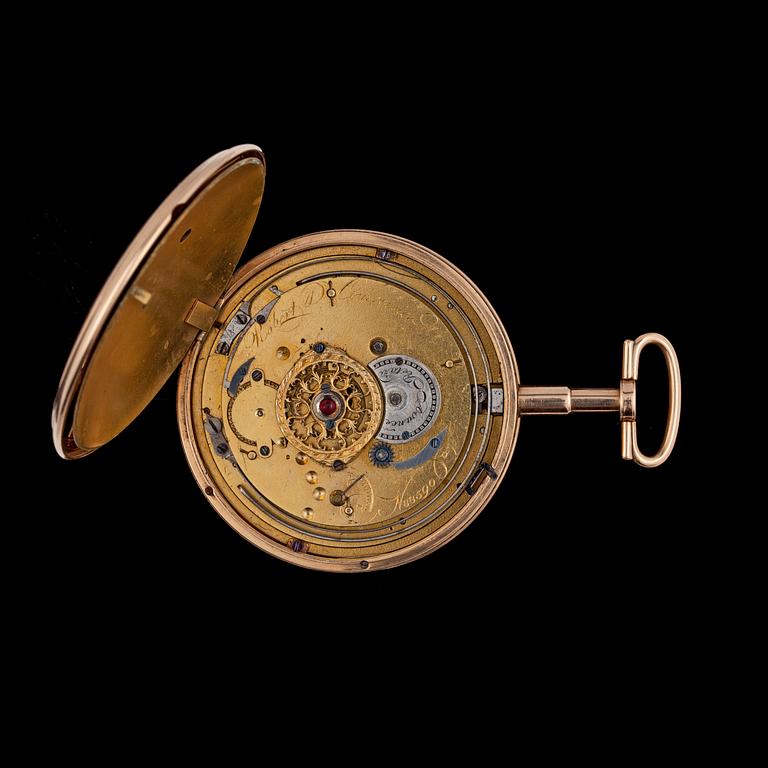 A gold pocket watch, Robert & Courvoisier, minute repeater, mid 19th century.
