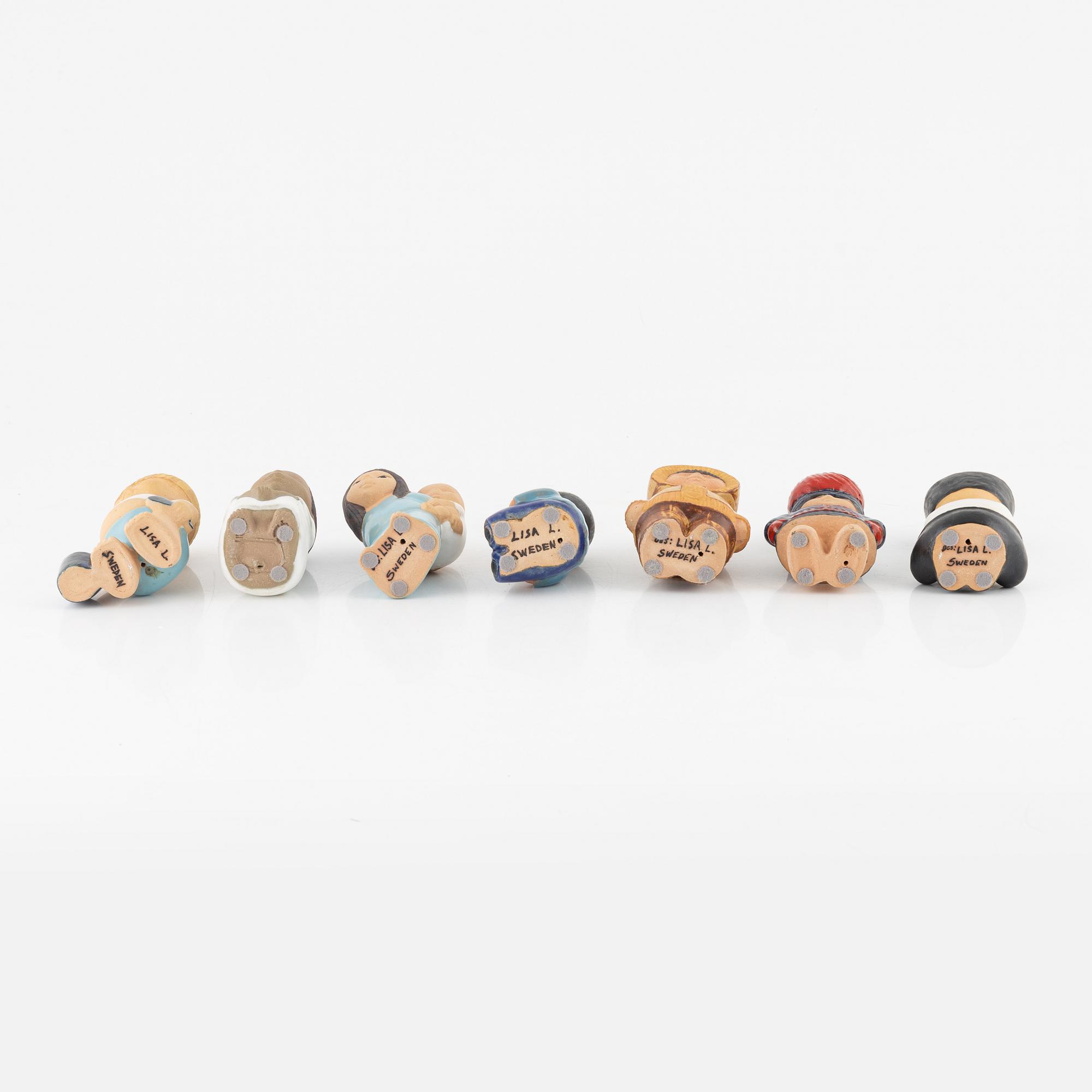 Lisa Larson, figuriner, 7 st, stengods, Gustavsberg.