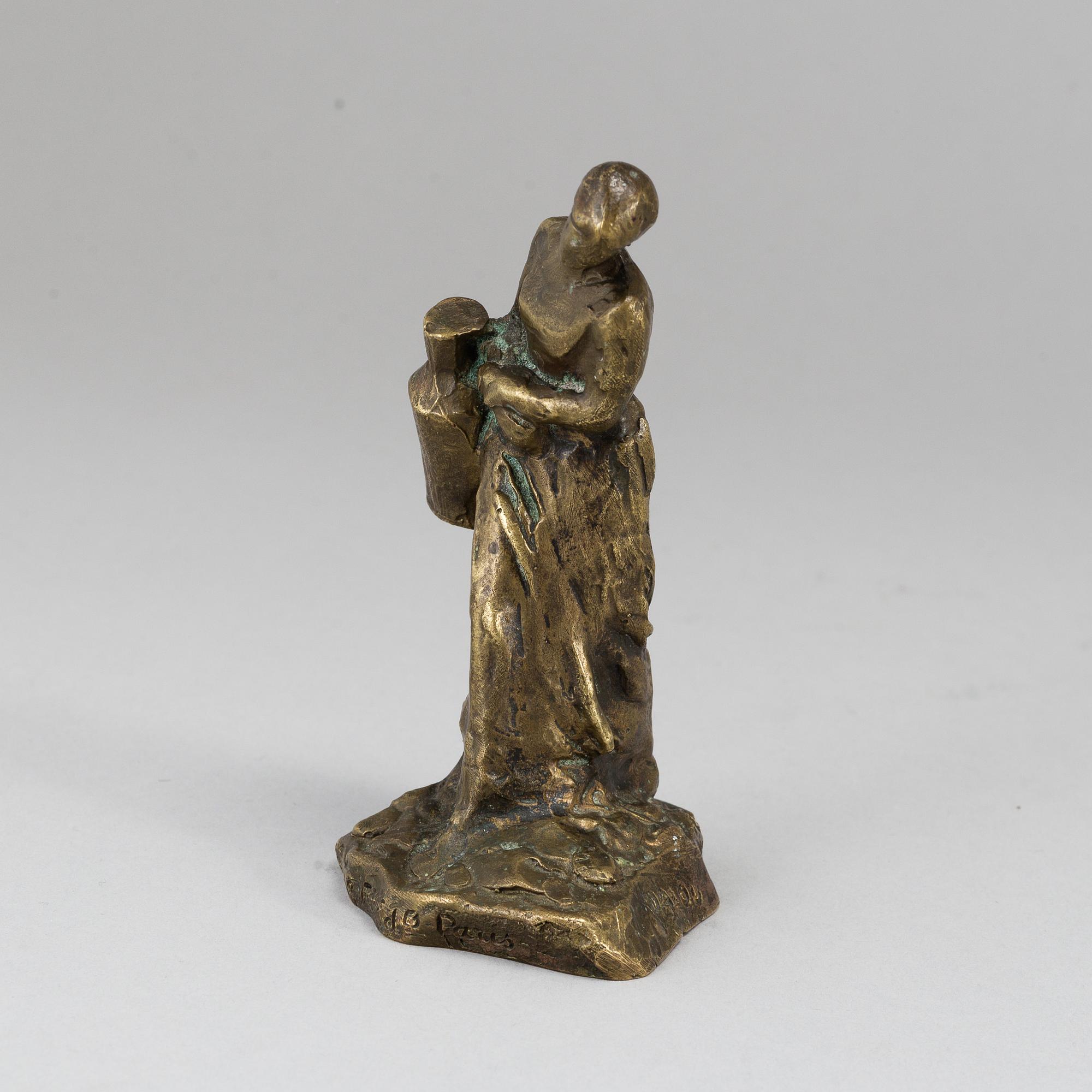 JULES AIMÉ DALOU, skulptur. Sign. Gjutarstämpel. Brons. Höjd 11 cm.