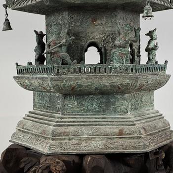 A large bronze pagoda, Qing dynasty (1644-1912).