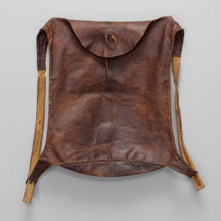 A 19th century leather back pack.