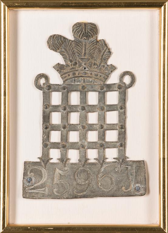 FÖRSÄKRINGSPLAKETT, metall, England 1700-1800-tal.