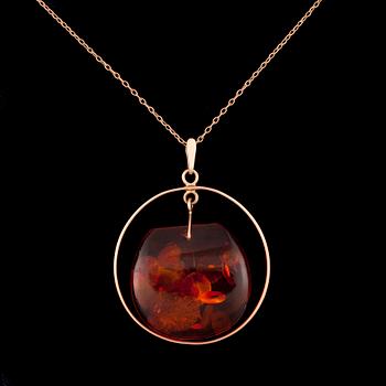 HÄNGE, 14K guld, bärnsten. Sovjetiska stämplar. Vikt ca 15,0 g.