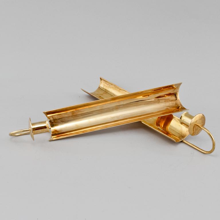 VÄGGLAMPETTER, ett par, "Reflex", Pierre Forsell, Skultuna, 1900-talets fjärde kvartal.